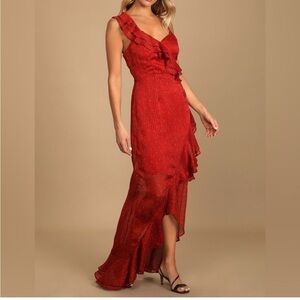 Lush orange Red High-Low Wrap Gown for Weddings